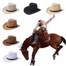Hombre Mujer Straw Cowboy Cap Hat Wide Brim Summer Sun Beach Hat Modern  eb-87684729